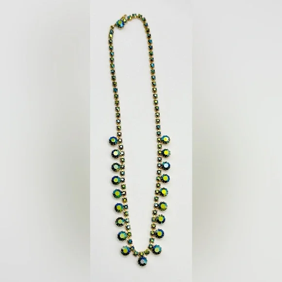 Vintage-Style GT & Blue Aurora Borealis Crystal Rhinestone Necklace by Alexa Rae - Picture 4 of 7